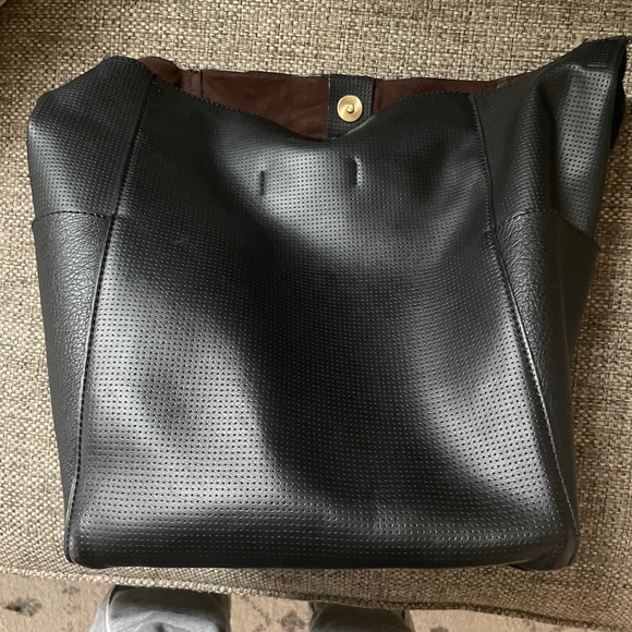 Anthropologie soft leather black bucket tote bag - Picture 2 of 9
